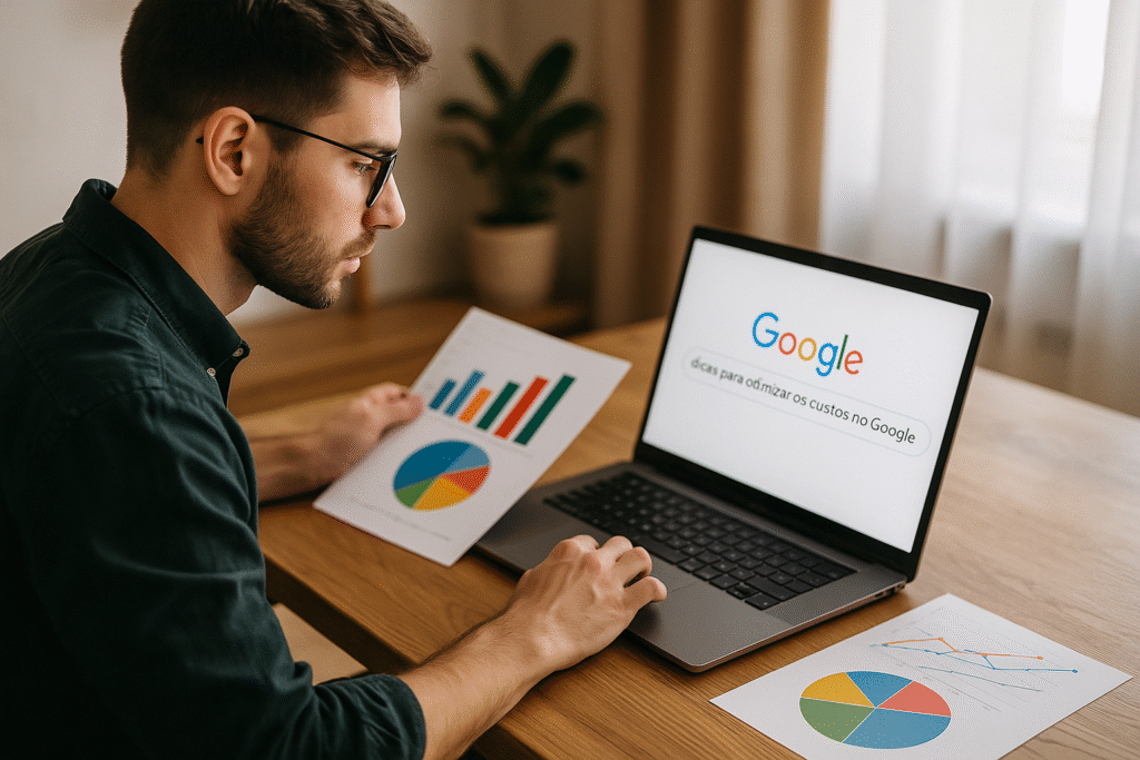Profissional estudando como reduzir custos de anúncios no Google Ads.