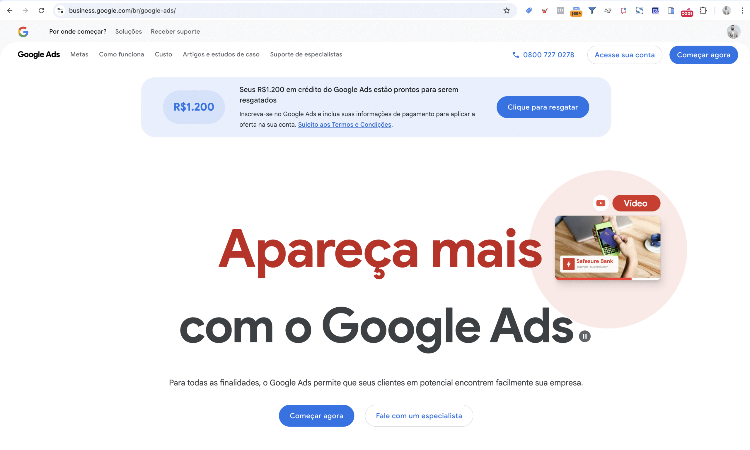 Como Ganhar R$ 1200 Reais no Google Ads
